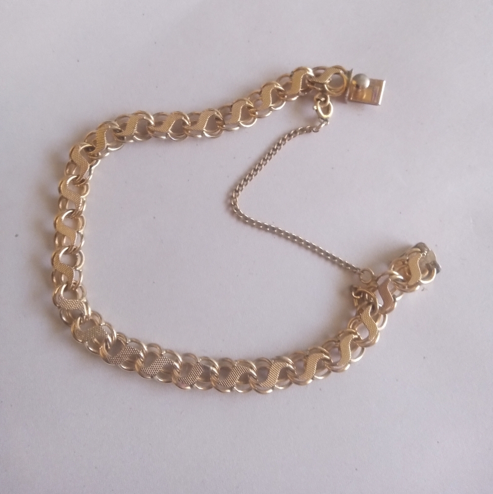 Vintage A&Z Double Row Charm Bracelet 12k Gold Filled 8 Inches